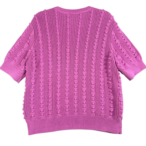 Ann Taylor XL Pink Short Sleeve Bobble Knit Cotton Blend Sweater Business Casual - Image 2