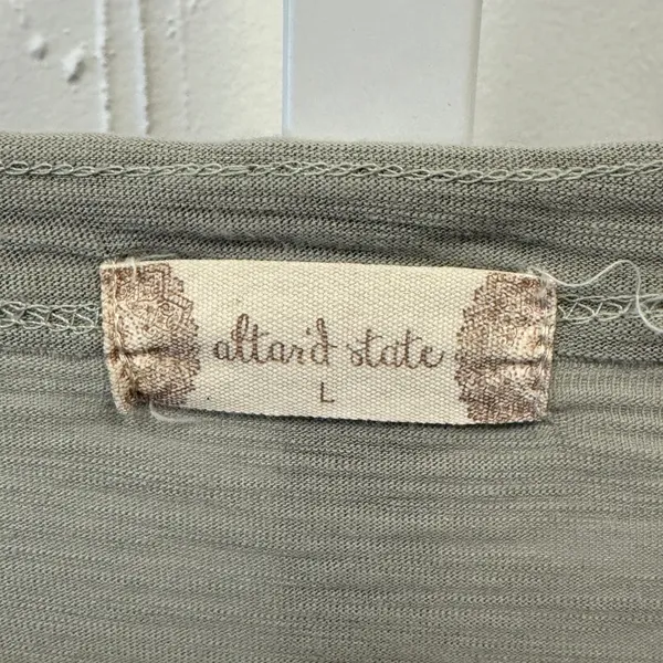 Altar'd State Sage Green V-Neck Tiered Peplum Mixed Media Gauze Top T-shirt Lg - Image 5