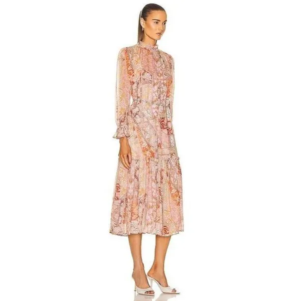 Zimmermann Kaleidoscope Tubular Midi Dress Red Swirl Floral Sz‎ US 2P NEW $1150 - Image 2
