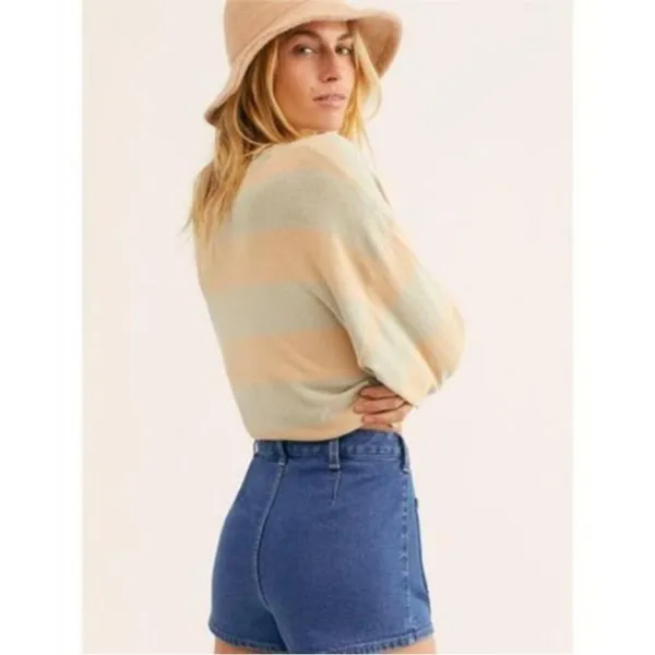 Free People Bridgette Button Front Denim Shorts 30 Long Western Festival Girly - Image 2