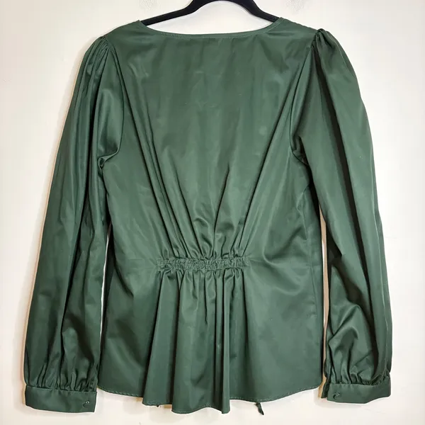 INCLAN STUDIO Magnolia‎ Top Hunter Green Long Sleeve V Neck Size L - Image 6