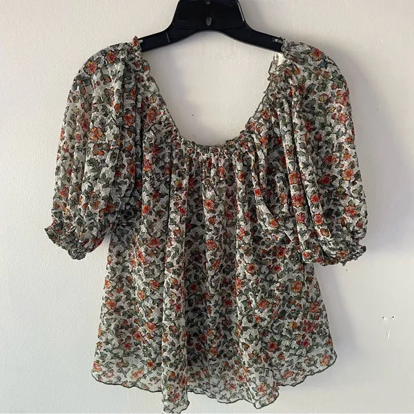 Free People Astra green floral peasant top - Image 4