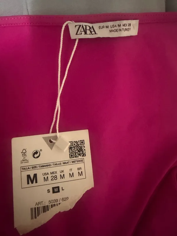 NWT Zara Sweetheart Off Shoulder Barbiecore Hot Pink Feminine Bodysuit Medium. - Image 5