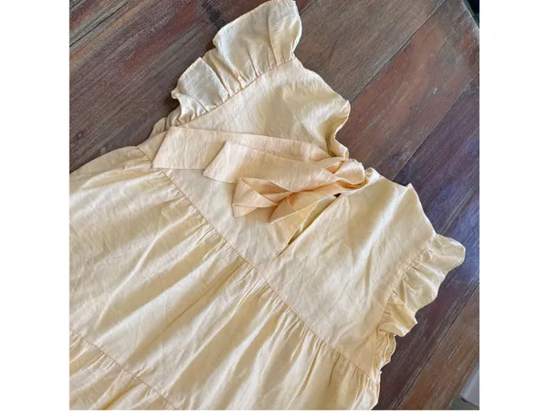 English Factory Butter Yellow Tiered Ruffle Sleeve Maxi Dress Size Large - Image 11