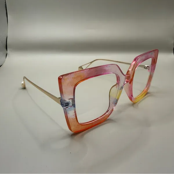 ZEELool Women’s Gradient Pink Orange Square Fashion Glasses, No prescription - Image 3