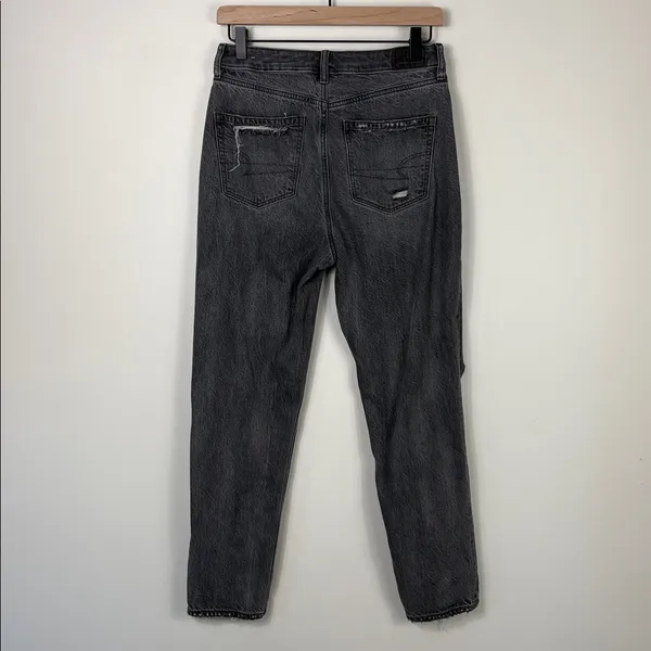 American Eagle Mom Jeans Women’s Size 4 Regular Gray Black Denim Straight Leg - Image 7