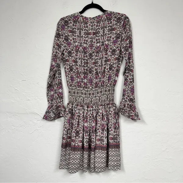 Shoshanna Purple Paisley Silk Dropped Waist Mini Dress Womens 0 Boho Coquette - Image 15