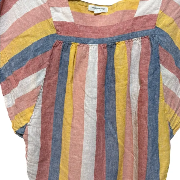 Beachlunchlounge Striped Multicolor Blouse Linen Blend Desert Vibes Sz S‎ - Image 5