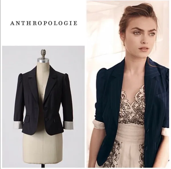 Anthropologie Sine navy pinstripe blazer - Image 2