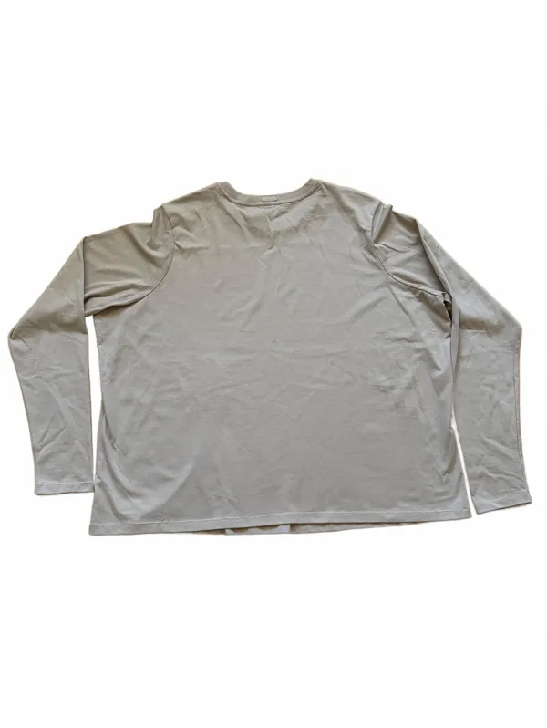 Skims Relaxed Long Sleeve T-Shirt Crewneck Shirt Top Cotton Tan Women's Size XL - Image 2