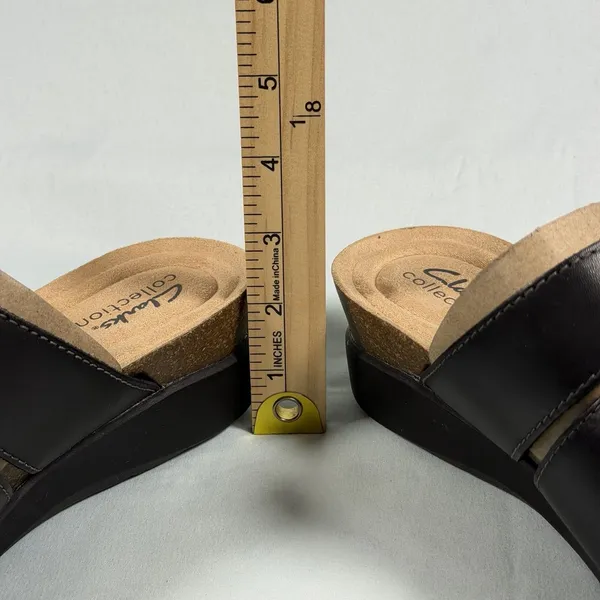 Clarks Size-8.5M Womens Calenne Lily Black Leather Casual Sandals Shoes‎ - Image 6