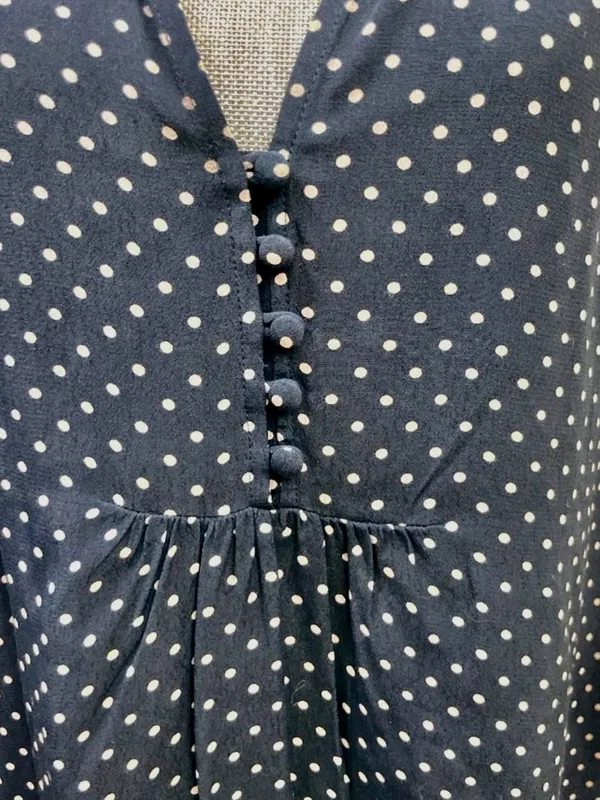 Sanctuary Paloma Polka Dot Blouse XL Navy Flutter Sleeve Split Neck Top - Image 8