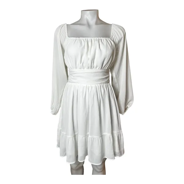 FOROLAV White Long Sleeve Mini Dress Size M NWT - Image 14