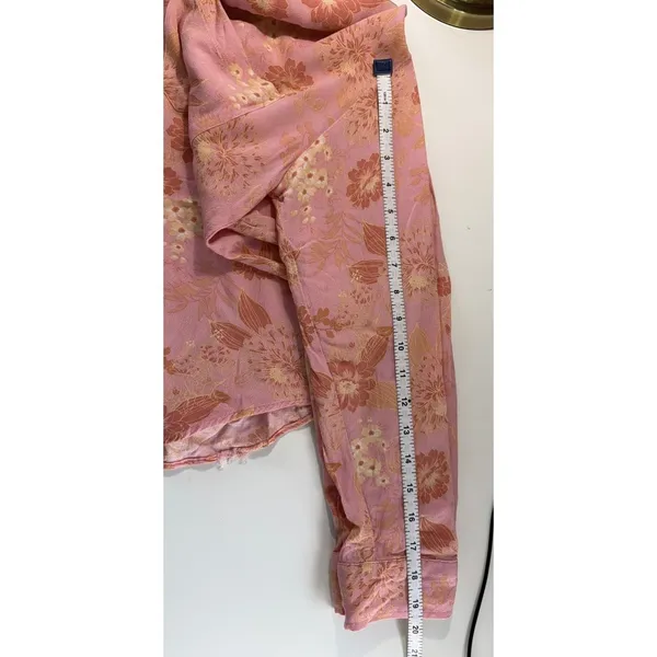 Z Supply Floral Button Down‎ Shirt Pink Rayon Long Sleeve Cottagecore Small - Image 8