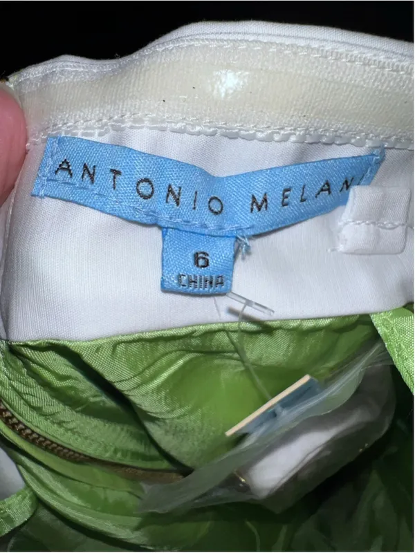 NEW Antonio Melani Strapless Dress Size 6 Lime Green White - Image 7