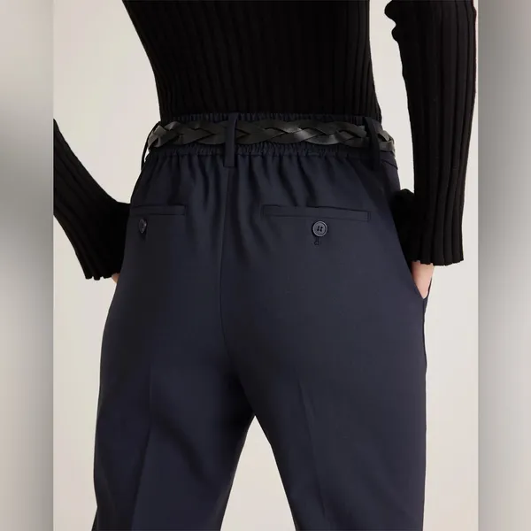 NWT Quince Navy Business Casual Italian Wool Slim Leg Ankle Pants Size 6 - Image 3