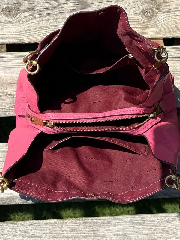 Coach 1016 Dalton 31 Wine Multi Colorblock Pebble Leather Shoulder Bag - Image 7