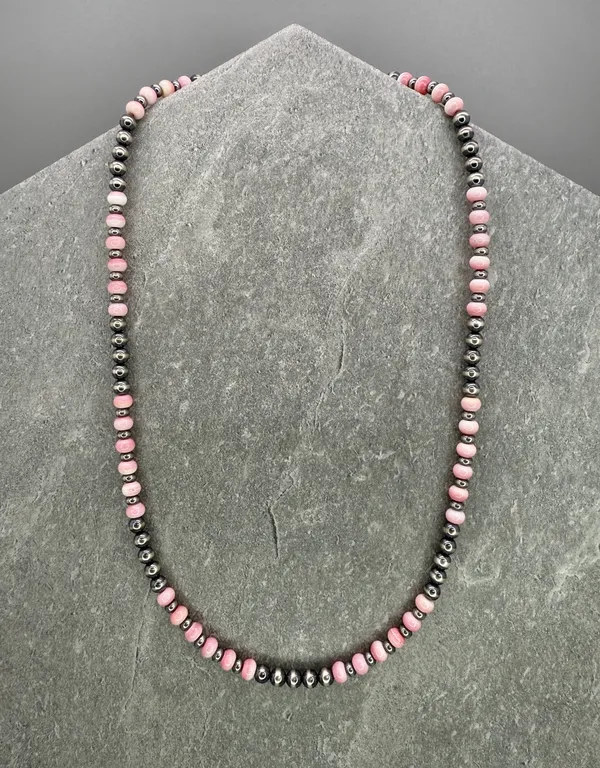 Handmade 16” Navajo Style Sterling Silver Pearls Necklace - Image 4