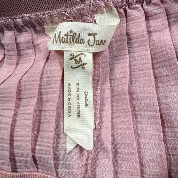 Matilda Jane‎ Curtain Call Wide Leg Pants Womens Medium Pink Accordion Elastic - Image 6