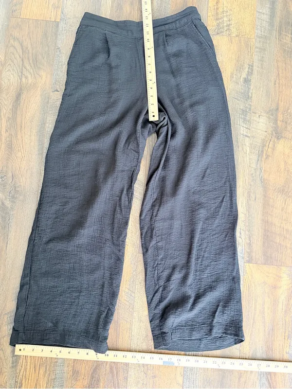 A New Day Knit High-Rise Crinkle Gauze Wide Leg Pants Black Small flowy loose - Image 4