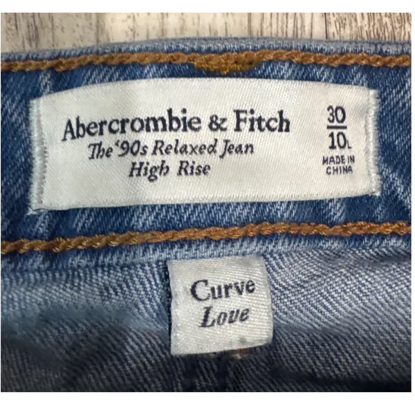 Abercrombie & Fitch Curve Love 90s Relaxed High Rise Distressed Jeans US 10 Tall - Image 2
