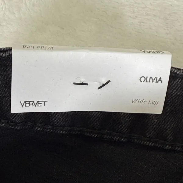 Vervet Olivia Wide Leg Jeans Washed Black High Rise Distressed Raw Hem Size 25 - Image 7