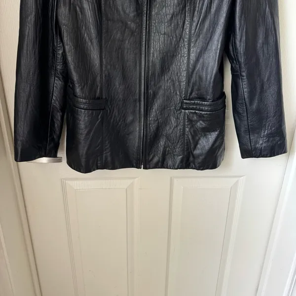 Comstock RC Expedition Woman Large Black Leather Zip Up Jacket Whimsigoth 90’s - Image 5