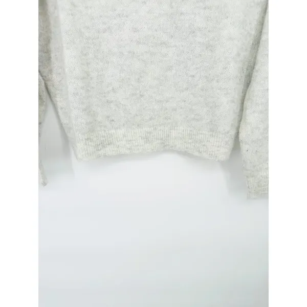 American Eagle Womens Pullover‎ V Neck Sweater White Grey Oversize Soft Size XS - Image 2