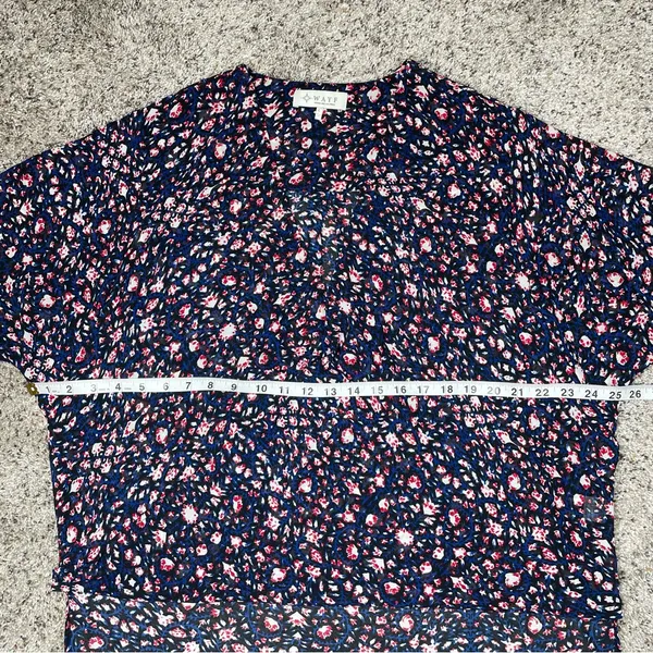 WAYF High Low Floral Faux Wrap Surplice Blouse Top Large 3/4 Sleeve Multicolor - Image 8