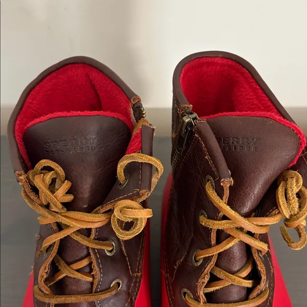 Sperry Women’s Waterproof Duck Boots Red Brown Leather‎ Fleece Lined Size 8 - Image 7