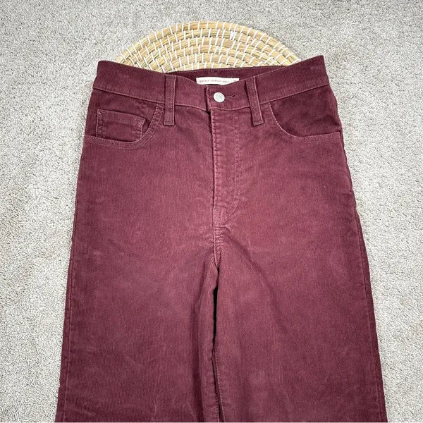 Levi’s Women’s Ribcage Straight Ankle Corduroy Pants High Rise Retro in Red 25 - Image 5