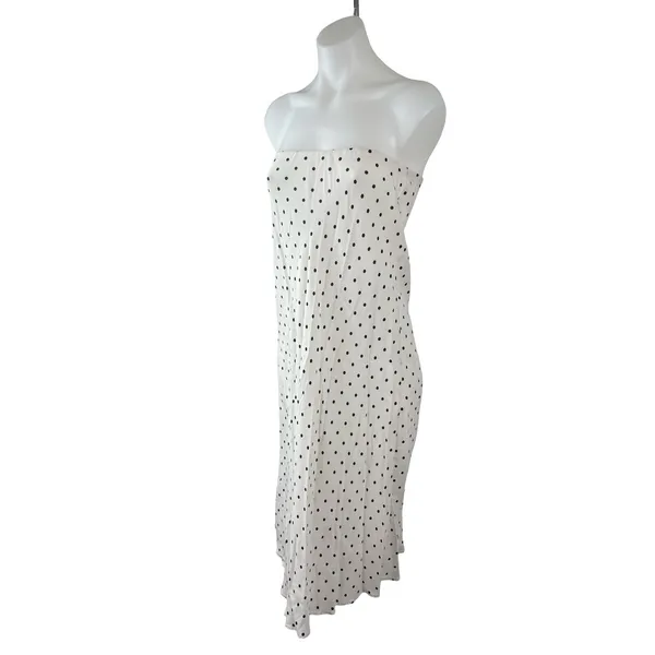 MNG Mango White Black Polka Dots Strapless Tube Bandeau Slip Midi Dress Size S - Image 3