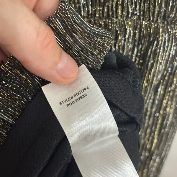 NWT Lulus Turn Up The Shine Black and Gold Metallic Halter Mini Dress - Size M - Image 9
