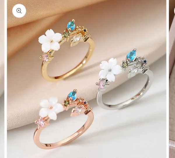 Mother Of Pearl Cherry Blossom Flower Ring in Solid Copper - Image 2