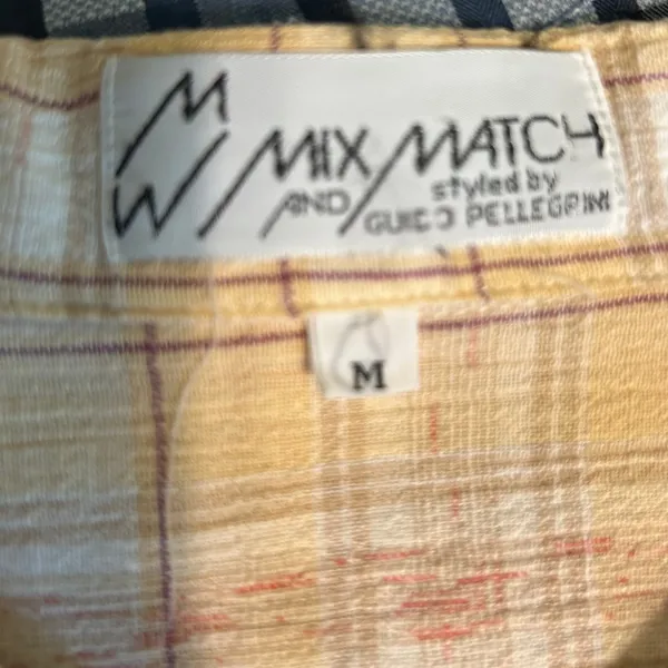 Mix& Match Guido Pellegpini Med Top Button Down Plaid Pale Yellow Office Wear - Image 8