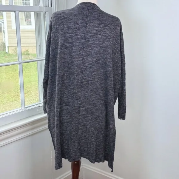 Free People TGIF High Low Oversized Marled Cardigan Sweater Small Slouchy Gray - Image 2