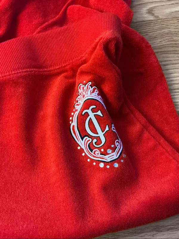 Juicy Couture Red Terry Drawstring Capri Sweatpants Size Large - Image 4