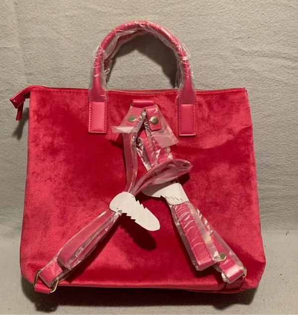 Juicy Couture Fuschia Velvet Bow Convertible Tote Bag Backpack Fairycore Y2K - Image 2