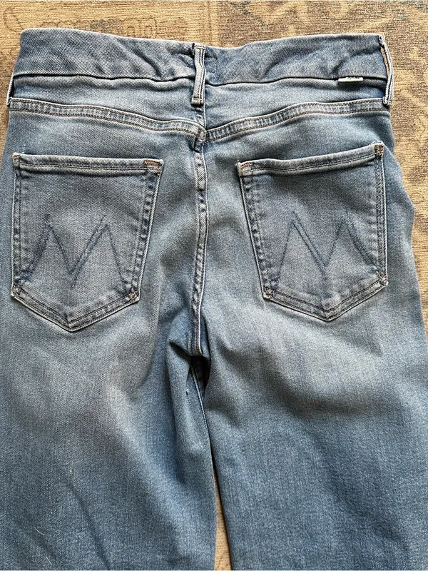 MOTHER The Roller Fray Wide Leg Jeans in Fan Favorite Sz 28 - Image 9
