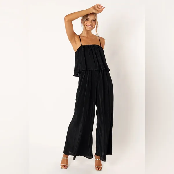 New JILLIAN PLISSE JUMPSUIT - BLACK‎ - Image 2