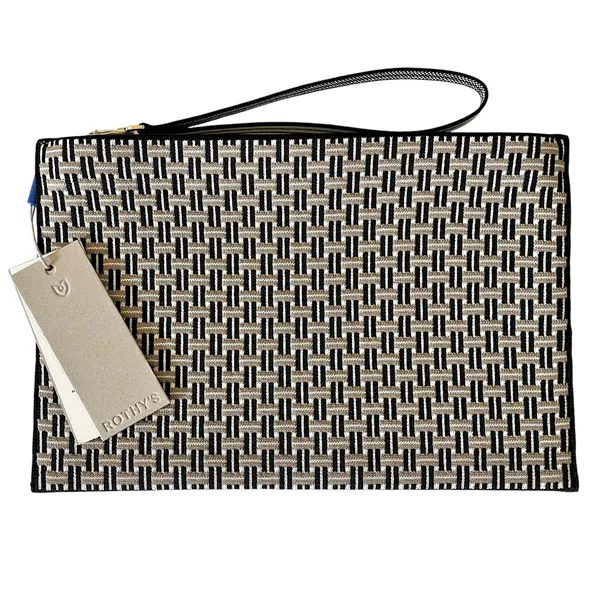 NWT Rothy's The Wristlet Jetset Black Basket Weave Convertible Clutch Handbag - Image 14