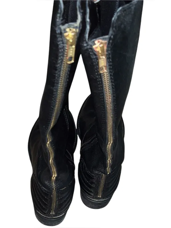 Steve Madden Classic Black Leather Knee-High Boots - Image 3