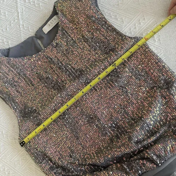 Women’s Astr The Label Hollywood Sequin Bodysuit Sz XS Extra Small Grey/Pink - Image 8