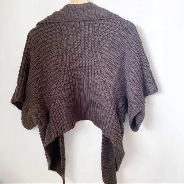 Hinge Cardigan Womens Brown Waterfall Open Chunky Knit Cropped Sweater - Image 4
