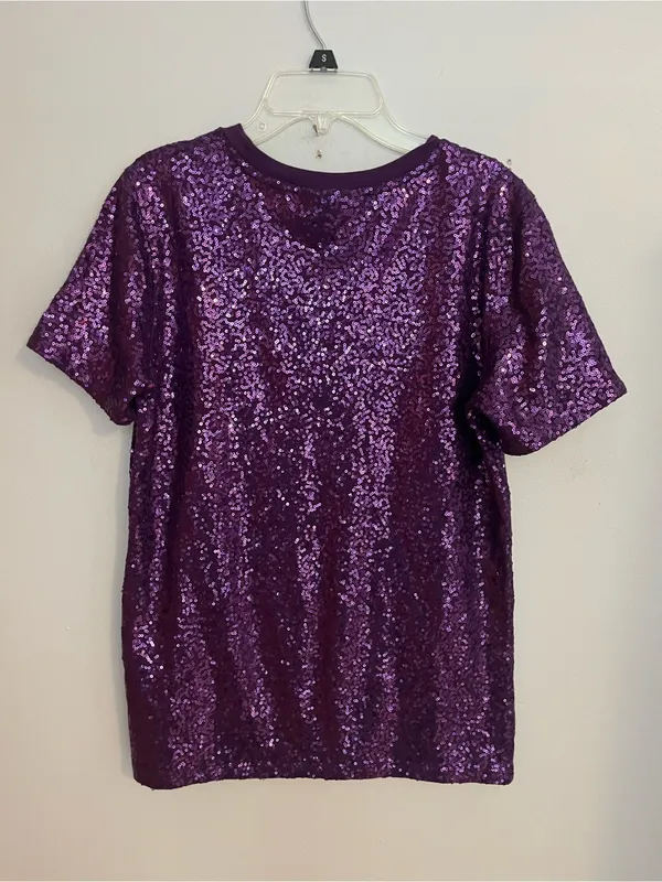 DKNY‎ Purple Sequin Short-Sleeve Tee - Image 2