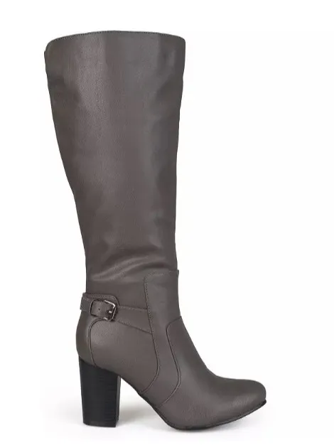 Journee Collection Tall Gray Knee-High Block Heel Boot Size 9 - Image 2