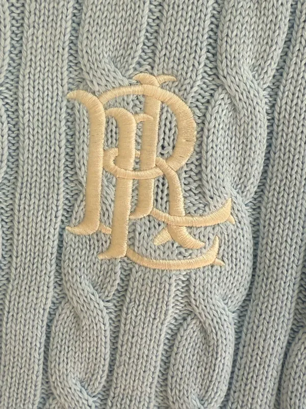 Ralph Lauren Light Blue Cable-Knit Crewneck Sweater Size M - Image 2