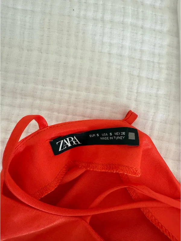 ZARA Dress Mini Orange Satin - Image 3