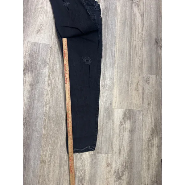 Abercrombie & Fitch The Dad High Rise Distressed Black Straight Leg Jeans 28/6R - Image 7