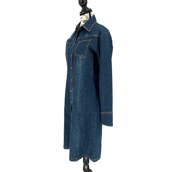 Tristan & Iseut Denim Button Down Shirt Dress Small Cowgirl Western Cottage‎ EUC - Image 2